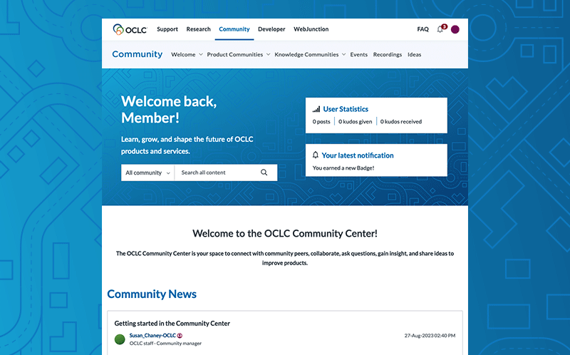 Illustration: OCLC Community Center homepage
