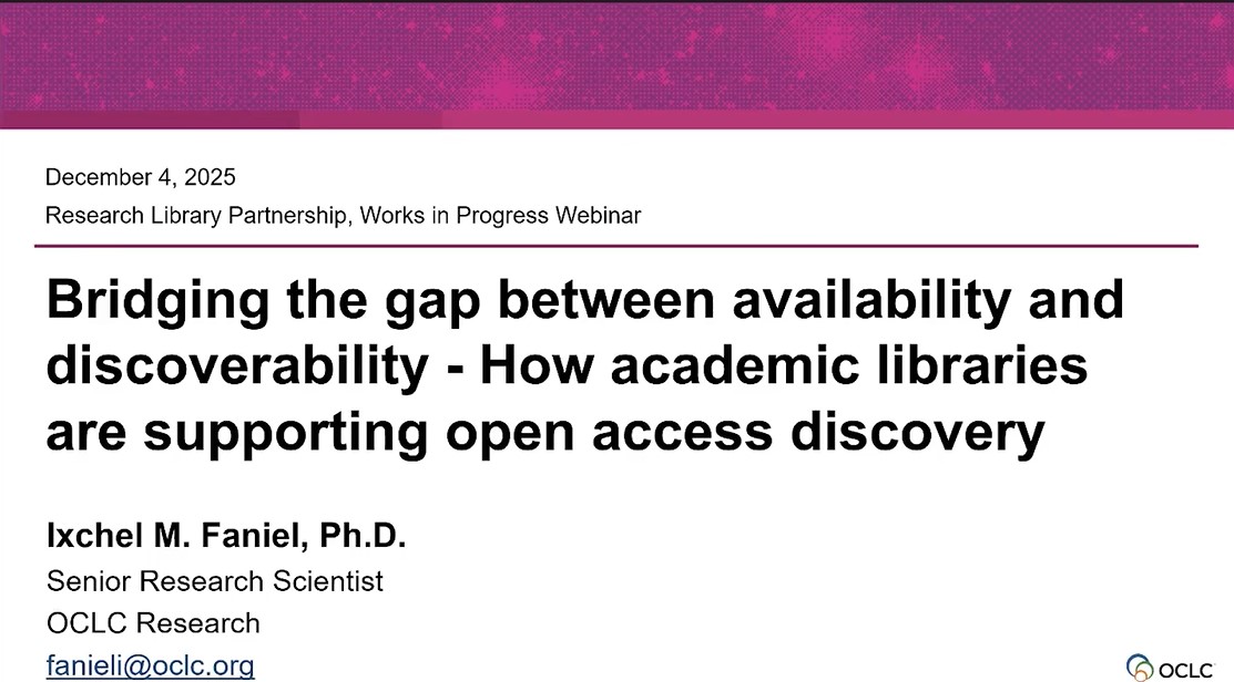 Works in Progress Webinar: Bridging the gap between availability and discoverability